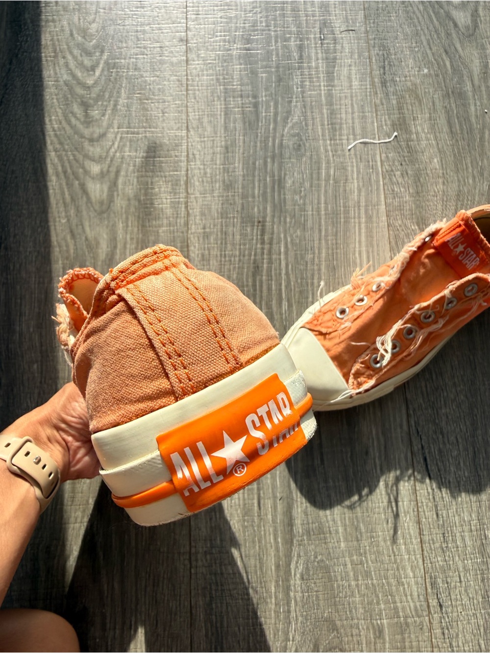 Converse Orange Frayed Low Top Sneakers - Picture 4 of 8